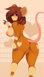 <3_eyes anthro areola ass big_breasts blush breasts female heart huge_breasts looking_at_viewer looking_back mammal mouse nipples nude pumpkin_spice pussy re-sublimity-kun rodent smile solo