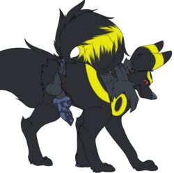 anatomically_correct animal_genitalia animal_penis anus ass balls canine eeveelution ennismore feral fur furry_ears furry_tail knot mammal nintendo penis pokemon presenting presenting_hindquarters reo simple_background solo tail umbreon video_games