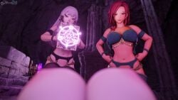 3d 3girls accessory alternate_costume armband armlet bangs bare_arms bare_shoulders black_bra black_panties black_thighhighs blue_bra blue_panties blue_thighhighs blunt_bangs blurry_foreground bondage book bound breasts captured cleavage collarbone cornelia_arnim corruption dancer depth_of_field dochaunt24 evil_grin evil_smile female female_only female_pov femdom femsub fff_threesome fire fire_emblem fire_emblem:_three_houses garter_belt half-closed_eyes hands_on_own_hips hands_up hapi_(fire_emblem) holding holding_book huge_breasts indoors large_breasts light-skinned_female light_skin long_hair looking_at_viewer looking_down lysithea_von_ordelia magic magic_circle medium_hair mind_control multiple_girls navel nintendo nipples nude open_mouth pale-skinned_female pale_skin pillar pink_eyes post-timeskip pov rape red_eyes red_hair restrained revealing_clothes shoulders slave small_breasts smile smug stomach submissive_pov textless_version thighhighs thighs threesome tricked white_hair yuri