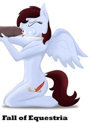 2016 absurd_res animal_genitalia animal_penis anthro closed_eyes collar cum cutie_mark equine equine_penis fall_of_equestria female hi_res horsecock kneeling male mammal my_little_pony nude oral original_character pegasus penis purple_eyes simple_background straight theshadowstone white_background wings