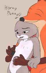 blush breasts canine closed_eyes disney female flat_chest fox fur grey_fur judy_hopps kamperkiller_(artist) lagomorph male mammal nick_wilde nipple_pinch nipples orange_fur penis purple_eyes pussy_juice rabbit zootopia