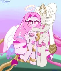 belly_piercing cookie_run cookie_run_kingdom eternal_sugar_cookie eternalflour fluid_on_breasts fluids mystic_flour_cookie mysticsugar naked_female nudity nudity_female pastel pastel_colors sex sucking_nipples tentacle tentacle_in_pussy touching touching_thighs vaginal_sex wolfsyaoinyuri yuri