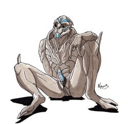 1boy 2_toes alien animal_genitalia anus blue_penis claws danarius_valterian erection face_paint genital_slit humanoid looking_at_viewer male male_only mass_effect nude nyhgault penis pose slit solo spread_legs spreading toes turian video_games