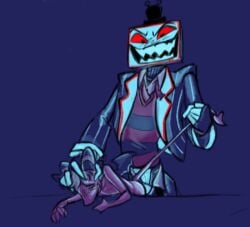 doggy_style hazbin_hotel hazbin_hotel_oc self_insert short_height size_difference tail_pull vox_(hazbin_hotel)