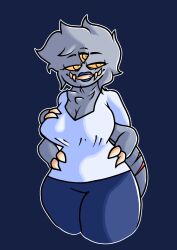 2024 3_eyes 4_arms alternate_version_available arachnid arachnid_humanoid big_breasts claws clothed diessa_(onixsea) fluffy grey_body milf nude_version_available oc onixsea original original_character sharp spider_girl tagme teeth thick_thighs white_shirt wide_hips yellow_eyes