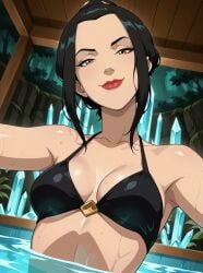 2025 ai_generated avatar_the_last_airbender azula bikini_top black_bikini black_bikini_top black_eyebrows black_hair breasts brown_eyes bubbleteexl female female_only glaring_at_viewer holding_viewer instagram inviting_viewer looking_at_viewer nickelodeon orange_eyes_female paramount_animation pool_background red_lips smile_at_viewer smiling_at_viewer viacom wet_body
