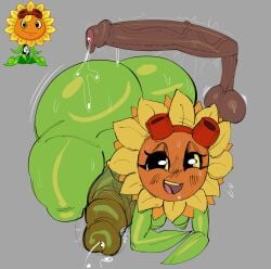 1boy 1futa all_fours anthro anthrofied ass balls breasts cock cum cum_on_ass cum_on_body dark-skinned_male disembodied_penis electronic_arts erection flora_fauna flower flower_girl futa_is_bigger futanari huge_ass huge_cock hung_bottom intersex kopokofiart looking_at_viewer male_on_futa penis plant plant_girl plant_humanoid plantie plants_vs._zombies plants_vs_zombies popcap_games precum pussy shortstack solar_flare_(pvz) sunflower_(pvz) sweat sweatdrop sweating sweaty sweaty_body thick_ass thick_thighs veiny_penis watering_flower