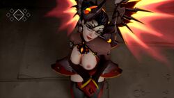 3d alternate_costume animated areolae blender breasts devil_mercy female female_only glasses its-gergless looking_at_viewer mercy nipples no_sound overwatch solo video wings