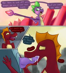 comic cum cum_in_mouth cum_inside dialogue dragon fellatio forced garble_(mlp) male marsminer my_little_pony oral sex smooth_skin spike_(mlp) yaoi