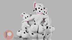 101_dalmatian_street 101_dalmatians absurd_res anthro ass big_butt breasts canid canine canis dallas_(101_dalmatians) dalmatian deja_vu_(101_dalmatians) destiny_(101_dalmatians) disney domestic_dog female fharen fur group hi_res huge_butt hyper hyper_butt looking_at_viewer mammal markings rear_view simple_background size_difference small_waist spots spotted_body spotted_fur tail thick_thighs trio trio_focus triple_d_(101_dalmatians) wasp_waist white_body white_fur wide_hipped_female wide_hips