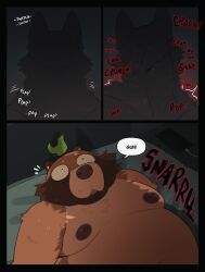 3_panel_comic anthro black_body black_fur bodily_fluids canid canine canis creepypasta domestic_dog duo english_text fur hi_res husky leaf leaf_on_head male male/male mammal nervous nordic_sled_dog offscreen_sex onomatopoeia overweight overweight_anthro overweight_male raccoon_dog roseonapot smile.dog sound_effects spitz sweat sweatdrop tanuki text toast_(roseonapot) wide_eyed