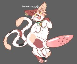 2_tails 4_toes 8_nipples animal_genitalia animal_penis balls bell bell_collar big_balls big_penis big_pupils black_body black_fur blush bow_collar brown_body brown_fur brown_hair brown_nose calico_cat calico_pattern chip_(catmakinbiscuits) circle_eyebrows claws collar dewclaw domestic_cat ear_piercing eye_glint eyebrows feet felid feline feline_genitalia feline_penis felis feral fur furgonomics furry-specific_piercing genital_piercing genitals hair head_tuft heart_(marking) huge_balls huge_cock kits4kats looking_at_viewer lying male mammal markings multi_nipple multi_tail nipples on_side pawpads penile_spines penis piercing pink_blush pink_pawpads pink_paws pink_penis pupils sheath sheath_piercing simple_background solo tail toes tongue tongue_out tuft yellow_eyes