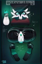 absurd_res anthro bondage bound buttplug chastity_cage chastity_device clothing creambeam dullahan european_mythology fan_character fire flat_chastity_cage footwear gardevoir generation_3_pokemon herm hi_res high_heels intersex irish_mythology latex mythology nintendo plug_(sex_toy) pokemon pokemon_(species) sex_toy shoes solo through_wall
