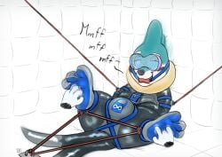 3_toes absurd_res anthro arms_tied asylum ball_gag bondage bound buieb buizel chastity_bulge chastity_device disembodied_hand drone dronification featureless_crotch feet feral foot_focus forced full_foot_pawpads furry gag gagged generation_4_pokemon ghost_hand hi_res hypnosis hypnotic_visor lock_symbol lying male membrane_(anatomy) mind_control mokata_(buizel) nintendo null_bulge on_back padded_room permanent pokemon pokemon_(species) presenting restraints ringed_eyes rope rope_bondage soles solo spread_legs spreading straitjacket submissive submissive_male teasing text tickling tickling_feet toes webbed_feet