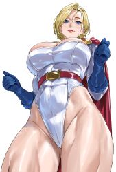 1girls 2025 2d 2d_(artwork) absurdres alien alien_girl barely_contained barely_contained_breasts barely_fits belt big_breasts blonde_female blonde_hair blue_eyes blue_gloves boob_window breasts busty cape cleavage cleavage_cutout clothed clothing_cutout curves curvy dc dc_comics female female_kryptonian female_only gloves highres huge_boobs huge_breasts imminent_wardrobe_malfunction karen_starr kryptonian large_breasts leotard light-skinned_female light_skin lipstick long_sleeves looking_at_viewer mostly_clothed power_girl questionable red_belt red_cape short_hair simple_background solo solo_female superhero_costume superheroine superheroine_costume superman_(series) supersuit taiyang_yu thighs tight_fit tight_supersuit white_background white_leotard