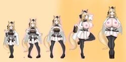 1girls arknights bimbofication bimbofication_sequence female female_only gigantic_breasts huge_breasts radromu sequence standing transformation transformation_sequence voluptuous whislash_(arknights)