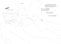 ass ass_focus beaver beaver_ears beaver_girl beaver_humanoid beaver_tail cindy_(khreis) cocknosis computer dicknosis furry huge_ass hypnosis hypnotic_penis hypnotized_female khreis laptop lying_on_bed lying_on_stomach mind_control penis_hypnosis tech_control