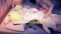 1boy 2girls 3d animated bed big_breasts blonde blonde-haired_female blonde_female blonde_hair blonde_hair_female child_bearing_hips cuckquean cum_in_pussy cum_inside curvaceous curvy dominated_female feathermaple femsub fit_female gamefreak green_eyes green_eyes_female happy_female happy_sex hourglass_figure impressed koikatsu large_breasts light-skinned_male lillie_(pokemon) lingerie lusamine_(pokemon) lying lying_on_back lying_on_bed milf missionary_position mommy mother mother_and_daughter multiple_girls nintendo no_sound orgasm orgasm_face penis_in_pussy penis_in_vagina petite pokemon pussy rough_sex satoshi_(pokemon) size_difference skinny squirting submissive_female tagme teen teen_girl teenage_girl teenager threesome vaginal_penetration vaginal_sex video voluptuous white_lingerie young_female younger_female