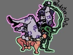 2futas alien alien_girl almost_naked anal_sex antennae_(anatomy) artist_signature balls bandages bite black_lipstick bloody_face bloody_teeth bra character_request cock completely_nude cyclops dick dickgirl eyeshadow futa_on_futa futa_only futanari grey_skin hands_tied high_heels looking_at_viewer navy_blue_hair peach_skin potted_plant purple_blood purple_highlights sasha_(to4ster-0v3n) scratches size_difference small_dom_big_sub to4ster-0v3n_(artist) veiny_penis vine_bondage vine_tentacles