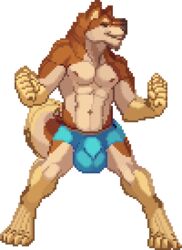 1boy abs alpha_channel animated anthro artist_request big_testicles bulge canine fur furry furry_only male male_only muscular nipples pixel_art standing suck_mcjones topless transparent_background underwear underwear_only