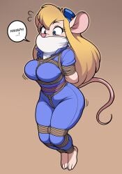 1girls anthro bondage bound chip_'n_dale_rescue_rangers disney female furry gadget_hackwrench gag gagged jam-orbital over_the_mouth_gag over_the_nose_gag solo tied