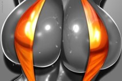 1girls absurd_res absurdres areola areolae armpits arms_up big_breasts breast_focus burningaq burningaq_(artist) close_up dark_skin female huge_breasts k67_(burningaq) orange_bikini orange_swimsuit original_character sling_bikini slingshot_bikini slingshot_swimsuit wet wet_breasts wet_skin
