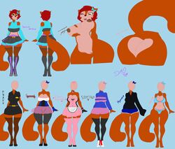 anthro ass bow breasts candy chocolate clothing discordmelody dress female food freckles fur hair inverted_nipples jasmine_ivory mammal model_sheet nipples pajamas pussy rodent squirrel