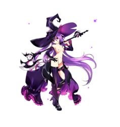 aisha_(elsword) edit edited elsword falmataz female female_only nude_filter oz_sorcerer_(elsword) purple_eyes purple_hair solo solo_focus wand witch_hat