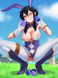 animal_ears armpits assertive_female blue_sky blush breasts breasts_out choker clothing_aside commission commissioner_upload easter easter_egg egg fake_animal_ears female female_pubic_hair field fire_emblem fire_emblem:_genealogy_of_the_holy_war flower gloves heart high_heels holding holding_egg jewelry larcei_(fire_emblem) leotard leotard_aside licking_lips looking_at_viewer mountain nipples one_eye_closed pantyhose playboy_bunny pubic_hair public_indecency pussy pussy_juice pussy_juice_trail rabbit_ears sidelocks sinccubi sky smile solo spread_legs squatting star_(symbol) strapless strapless_leotard thighlet tongue tongue_out torn_clothes torn_pantyhose