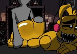 1boy 1boy1girl 1girls 2d 2d_(artwork) big_ass big_penis bouncing_ass chica_(fnaf) doggy_style duo exposed_ass exposed_pussy female female_penetrated fingers five_nights_at_freddy's five_nights_at_freddy's_2 from_behind_position grey_body grey_skin hand_on_arm hand_on_ass hand_on_butt human human_on_robot lips lipstick looking_at_viewer male moaning moaning_in_pleasure penetration penis penis_in_pussy robot robot_girl security_guard straight toy_chica_(fnaf) vaginal_penetration vaginal_sex white_eyes yellow_body yellow_skin