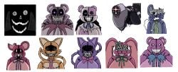 2boys 7girls big_breasts bratti_(gremlingrounded) breasts breasts_bigger_than_head catty_(gremlingrounded) clothed concept_art creepi_(gremlingrounded) doll doll_girl faceless_character faceless_female featureless_breasts female five_nights_at_freddy's_4 glowing_eyes hoppi_(gremlingrounded) horror hyper_breasts insane insane_eyes jerri_(gremlingrounded) lovedoll_toy_factory male multiple_eyes nippleless pink_eyes red_eyes ripped_ear robot robot_girl security_(gremlingrounded) shortstack teddi_(gremlingrounded) teddibear_(gremlingrounded) teeth_pointy teeth_showing useless_clothing