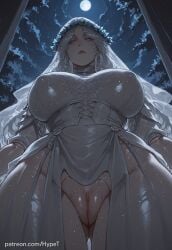 ai_generated alternate_version_at_source big_breasts breasts doll doll_joints dress elden_ring elden_ring_nightreign fantasy female flower_crown hips hypet long_hair low-angle_view pussy revenant_(nightreign) shiny shiny_skin tagme thick thick_ass thick_legs thick_thighs thighs wet wet_body wet_clothes wet_pussy white_hair wide_hips
