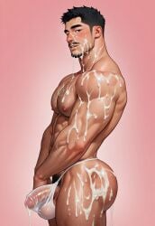 1boy ai_generated bara cum it_slicky male male_focus male_only solo solo_male
