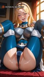 ai_generated anus anus_peek armor ass black_hairband blonde_hair blue_eyes blue_panties blush bodysuit boobplate breastplate breasts cameltoe cape clothing_cutout crotch_cutout curtains female folded gloves hairband holding_legs indoors large_breasts league_of_legends league_of_legends:_wild_rift leg_hold long_hair looking_at_viewer lux lux_(league_of_legends) lux_legue_of_legends luxanna_crownguard m_legs meitabuu open_mouth painting_(object) panties partially_visible_vulva pussy pussy_juice pussy_peek riot_games saliva sitting skirt smile solo spread_legs sweat teeth thigh_cutout thighs tongue tongue_out underwear wet white_gloves window