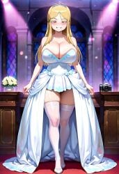 ai_generated big_ass big_breasts blonde_female blonde_hair blonde_hair_female bride hidaka hidaka_koharu high_score_girl huge_ass huge_breasts stockings thick_legs thick_thighs thighhighs thighs wedding_dress