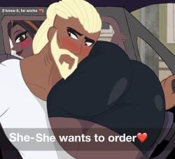 1boy 1girls african_female aquaman background beard big_ass boyfriend-girlfriend car dc dc_comics dc_super_hero_boys dc_super_hero_girls djpaint96-ii female happy_female head_on_ass huge_ass jackson_hyde jamaican_male kaldur'ahm male mari_jiwe_mccabe mari_jiwe_mccabe she_wants_to_order shy shy_male vixen_(dc) vixen_(shg)