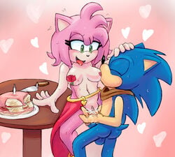 2016 amy_rose anthro balls big_breasts breastfeeding breasts erection extraspecialzone female fingering hedgehog male mammal penis pussy sex sonic_(series) sonic_the_hedgehog