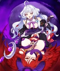 boots breasts chains female futanari highres large_breasts mabinogi pantyhose player_character_(mabinogi) rowan_(mabinogi) small_breasts squatting tentacle torn_clothes torn_pantyhose user_efnx2478 yellow_eyes