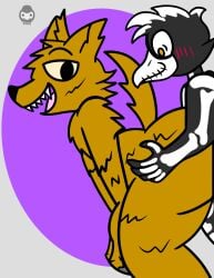 2022 anal anal_sex ass ass_grab avian bird blush corvid costume crow daryl_(cringebird) fox furry gooeysin gregg_(nitw) gregg_lee male night_in_the_woods nonbinary skeleton tagme werewolf