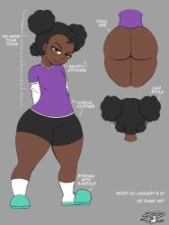 ass ass_bigger_than_head ass_focus big_ass black_hair bottomless bottomless_female brat bratty chloe_(dn28_art) dark-skinned_female dark_hair dark_skin dn28_art large_hips large_thighs original original_character pigtails reference_image reference_sheet shortstack thick_ass thick_hips thick_thighs thighs yellow_eyes