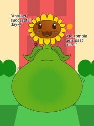 1girls anthro anthrofied ass belly belly_bulge breasts digestion fat female female_pred flora_fauna plant plant_girl plant_humanoid plantie plants_vs._zombies plants_vs_zombies popcap_games pred pussy sunflower_(pvz) vore vore_belly