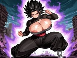 1girls ai_generated anime_girl areola_slip areolae_slip aura baggy_pants black_eyes black_eyes_female black_hair black_hair_female caulifla clothed clothed_female clothing destroyed_city dragon_ball dragon_ball_(series) dragon_ball_super female fighting_stance goku_black_(cosplay) illustrious_(stable_diffusion) no_bra purple_aura saiyan saiyan_girl shonen_jump shounen_jump shueisha solo solo_female solo_focus spiked_hair spiky_hair sweat sweating sweaty sweaty_breasts tagme torn_clothes torn_clothing weekly_shonen_jump weekly_shounen_jump what_if