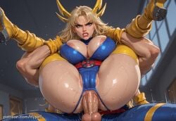 ai_generated anal anal_sex angry_expression big_breasts blonde_hair blue_eyes breasts cum female full_nelson hypet magik_(illyana_rasputin) magik_(marvel_rivals) magik_(retro_x-uniform) marvel marvel_rivals shiny shiny_skin tagme thick thick_ass thick_legs thick_thighs thighs wet wet_body x-men