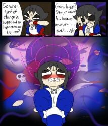 action_lines alice_(disney) alice_in_wonderland alice_madness_returns arousal aroused ass ass ass_cleavage ass_expansion ass_focus ass_growth background balls big_breasts black_hair blush blush body_transformation boots breast_bulge breast_close-up breast_focus breasts buckteeth bulge bulge_through_clothing bulge_under_clothes bursting_breasts bursting_clothes busty_boy cleavage cleavage_focus clenched_teeth clothes clothing clothing_bulge color colored comic comic_page comic_strip cosplay curvy curvy_figure curvy_male detailed_background dress erect_nipples erect_nipples_under_clothes erect_penis erection erection_under_clothes erection_under_clothing erection_under_dress erection_under_skirt eyebrows eyes_rolling_back eyeshadow front_view genitals growing growing_breasts growing_bulge growing_out_of_clothes growing_penis growth growth_potion hair light-skinned_male light_skin long_hair magic magic_effects male motion_lines multi_eye multiple_views narrowed_eyes necklace necklace_between_breasts nipple_bulge nipples nipples_visible_through_clothing obscured_penis onyx_twilight original_character original_characters penis penis_bulge penis_under_clothes penis_under_dress penis_under_skirt potion potion_effect raised_eyebrows ripped_clothing ripped_dress ripping_clothing self_insert shortstack shortstack_male shortstackification shrinking side_view sihn_twilight_(onyx_twilight) size_transformation slit_pupils sudden_transformation talking_to_self teeth teeth_showing text text_bubble thighs transformation video_games