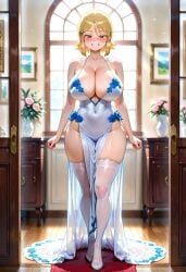 ai_generated big_ass big_breasts blonde_female blonde_hair blonde_hair_female bride hidaka hidaka_koharu high_score_girl huge_ass huge_breasts stockings thick_legs thick_thighs thighhighs thighs wedding_dress