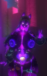 cat_choker cat_ears open_jacket peace_sign purple_areola skeleton slim_waist slime_girl slime_hair thick_thighs thigh_squish thigh_strap tongue_out translucent_body vrchat vrchat_avatar