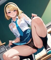 1girls ai ai-created ai_art ai_assisted ai_generated black_panties blonde_female blonde_hair blonde_hair_female blue_eyes blue_skirt blue_tie classroom dripping dripping_pussy eyes female female_focus gwen_stacy gwen_stacy_(spider-verse) high_quality high_resolution highres juice juices juicy_pussy legs legs_apart legs_open legs_spread looking_at_viewer panties school school_girl school_uniform schoolgirl seducing seduction seductive seductive_body seductive_eyes seductive_gaze seductive_look seductive_mouth seductive_pose seductive_smile short_blonde_hair short_blonde_hair_female short_hair short_hair_female skirt skirt_lift skirt_pull skirt_up spider-gwen spider-man:_across_the_spider-verse spider-man:_into_the_spider-verse spider-man_(series) spider_girl spider_gwen squat squatting squatting_female squatting_position tie vaginal_fluids vaginal_juices wet wet_panties wet_pussy