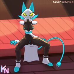 anthro breasts clothed clothing deltarune dress female floating_hands footwear genitals hi_res kawaneodymium looking_at_viewer machine nipples partially_clothed presenting pussy robot sitting small_waist solo spread_legs spreading tail tasque_manager undertale_(series) yellow_eyes