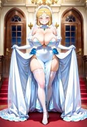 ai_generated big_ass big_breasts blonde_female blonde_hair blonde_hair_female bride hidaka hidaka_koharu high_score_girl huge_ass huge_breasts stockings thick_legs thick_thighs thighhighs thighs wedding_dress