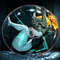ai_generated blowing_bubble blowing_bubblegum blowing_bubbles bubble bubble_gum bubble_trap bubblegum chewing_gum female gum imp imp_midna magic_bubble midna padded_cell padded_room the_legend_of_zelda trapped_in_bubble